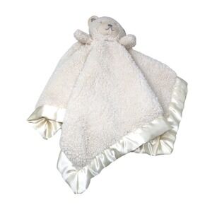 Katie Little for Kids Line Deluxe Security Blanket Cream Bear Satin Trim 17x17